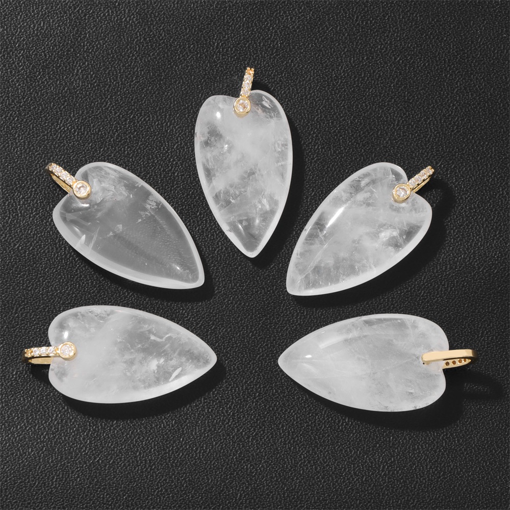 Crystal Pendant Necklace Natural Stone - 2 stuks natuursteen hartvormige hanger, helende