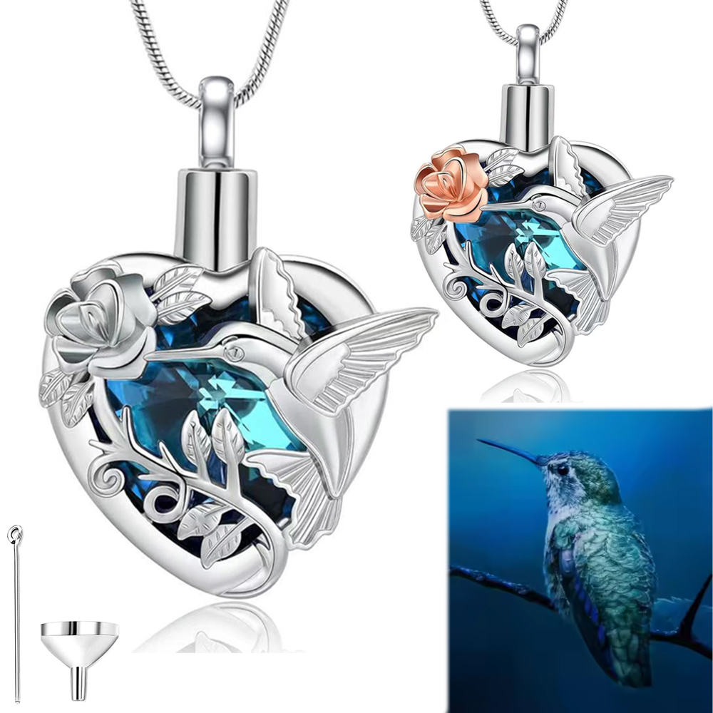 Heart Locket Necklace Photo - Kolibrie Hart Urn Medaillon Ketting voor