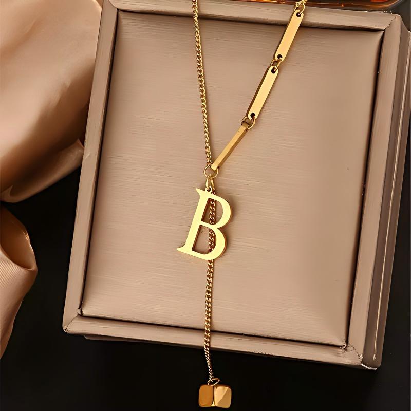 Initial Letter Necklace 18K Gold - 18K vergulde initialen B Y Lariat
