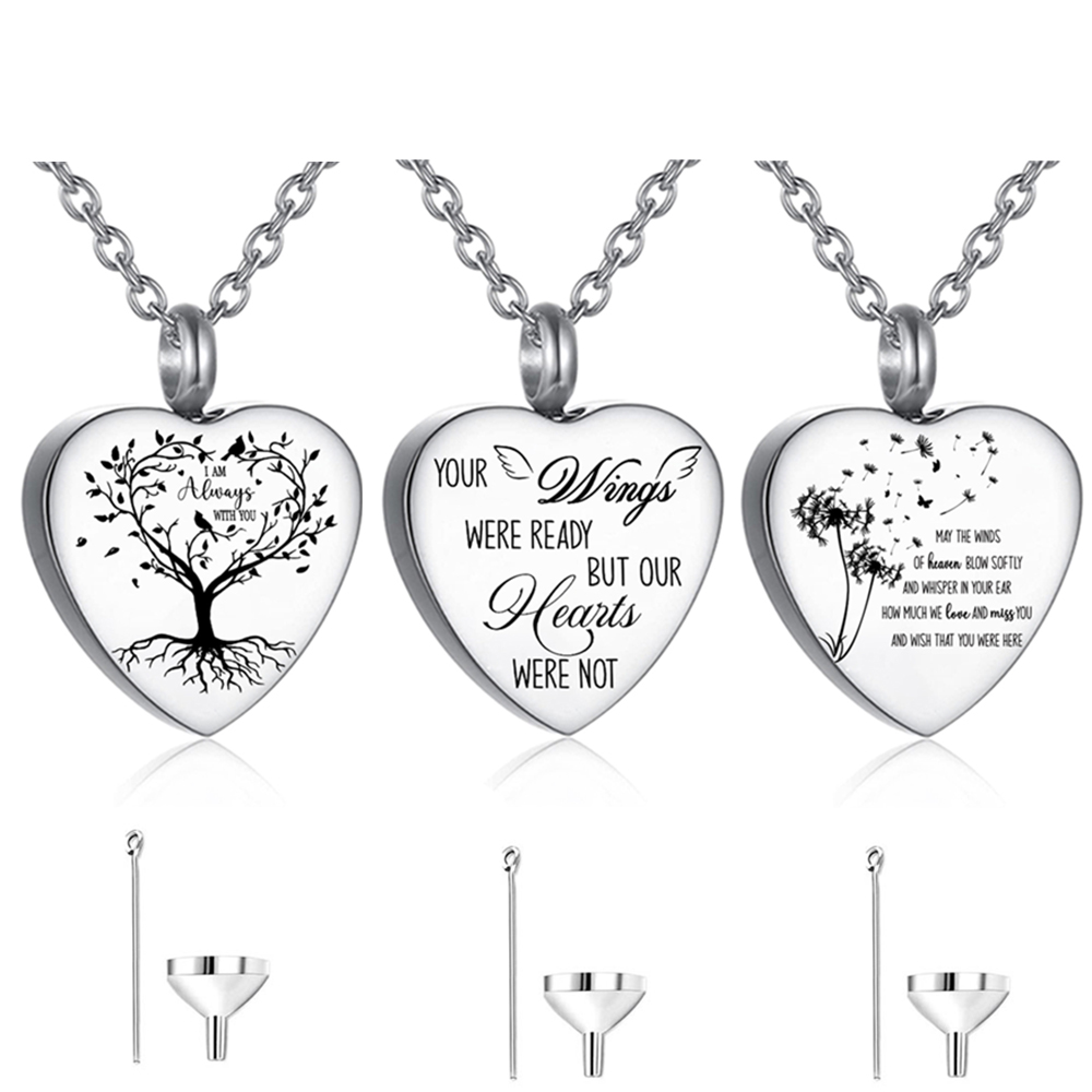 Heart Locket Necklace Photo - 3-stijlen roestvrijstalen urnketting voor as Memorial