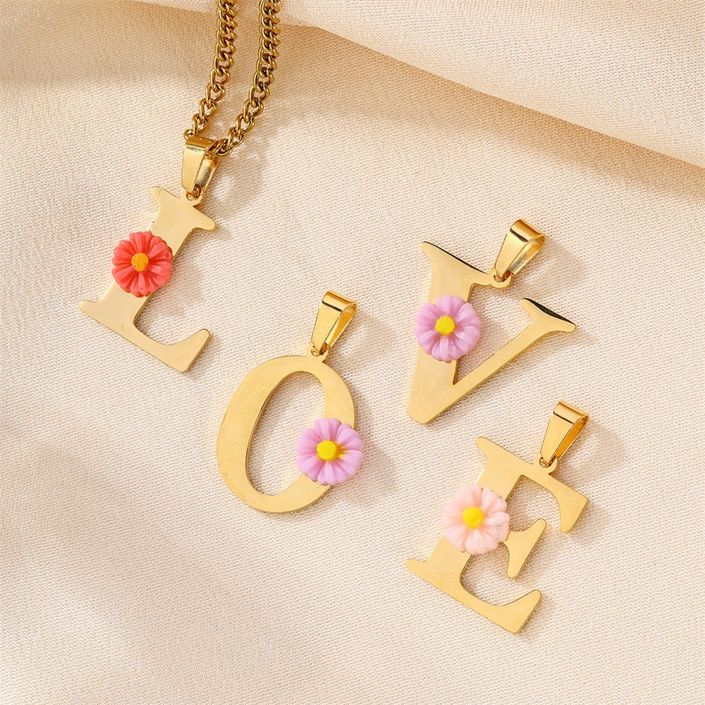 Initial Letter Necklace 18K Gold - Gepersonaliseerde Daisy initialen ketting, op maat