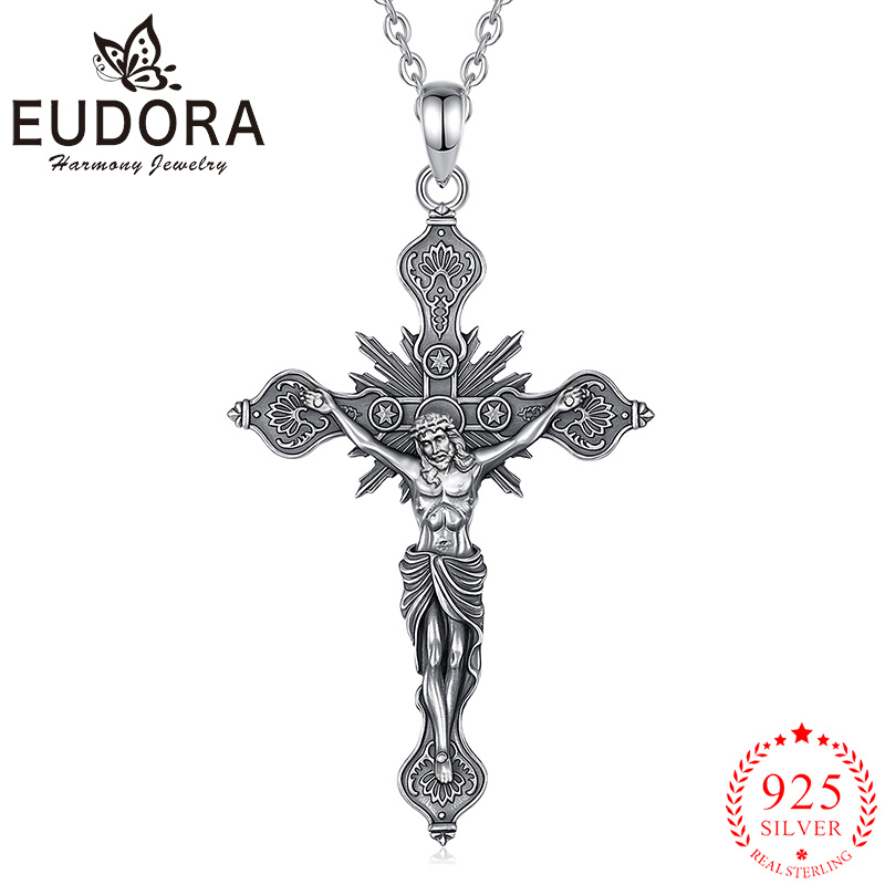 925 Sterling Silver Chain Necklace Men - Eudora nieuwe kruisbeeld kruisketting 925 sterling