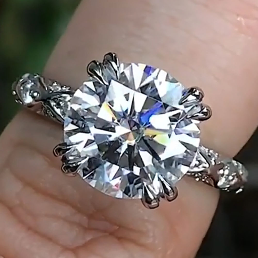 Moissanite Engagement Ring 1 Carat - Op maat gemaakte echte platina PT950