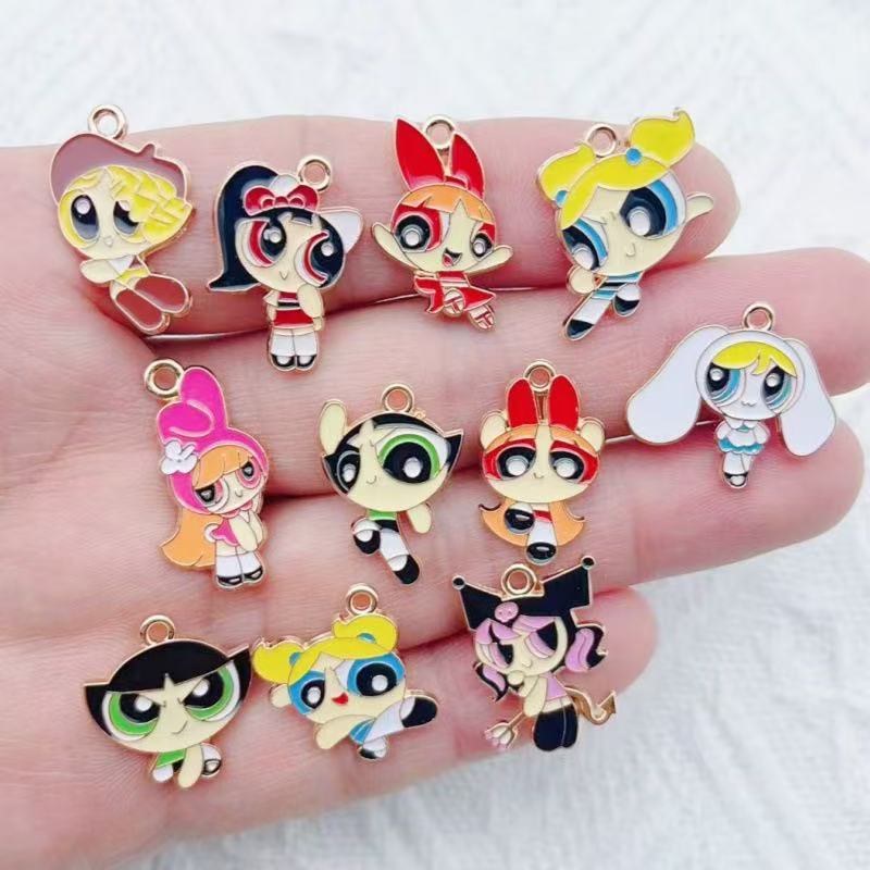 Earrings - 10 stuks legering olie-druppelende cartoon meisje