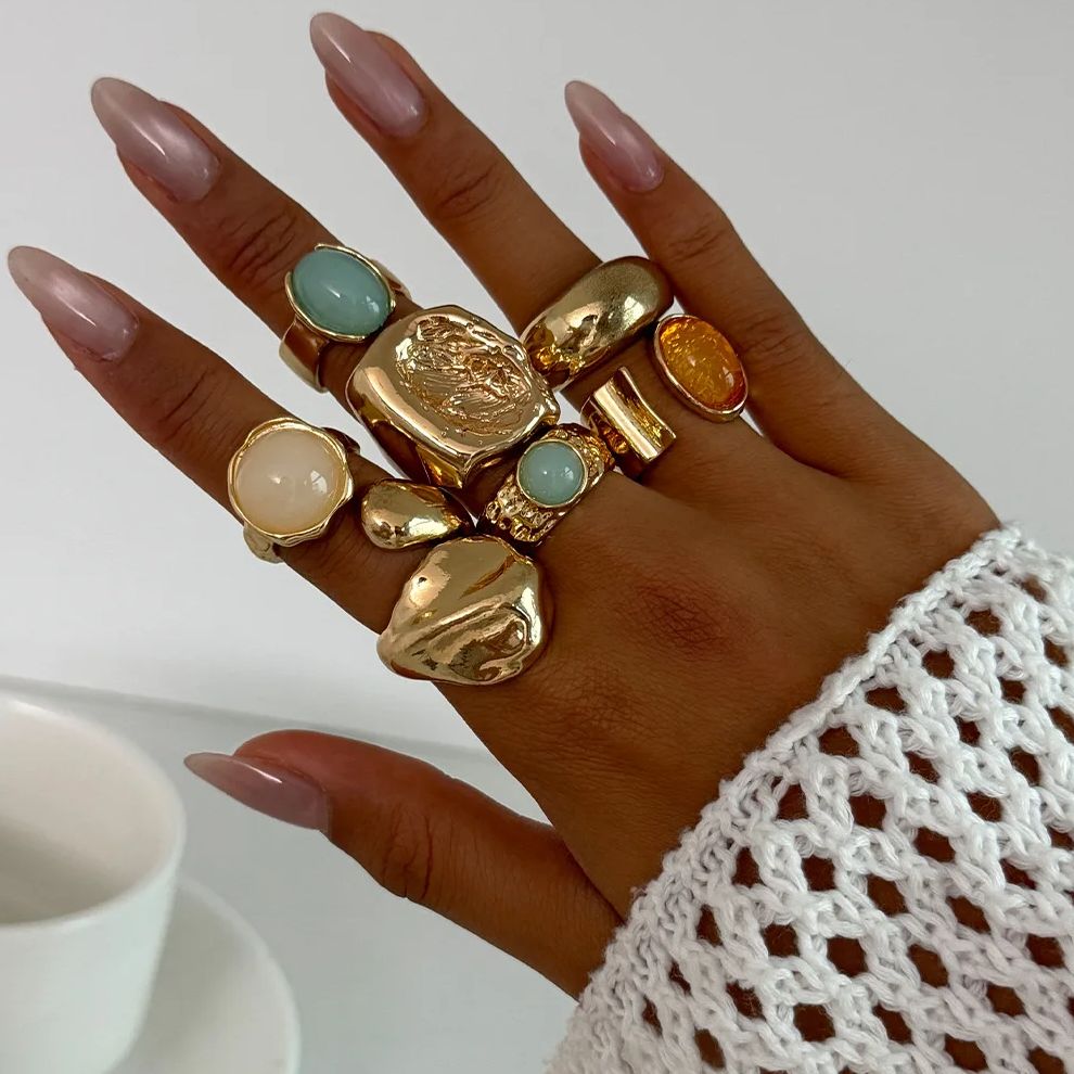 Vintage Punk Knuckle Rings Set - DIEZI 7 stks/set Vintage Veelkleurige Acryl