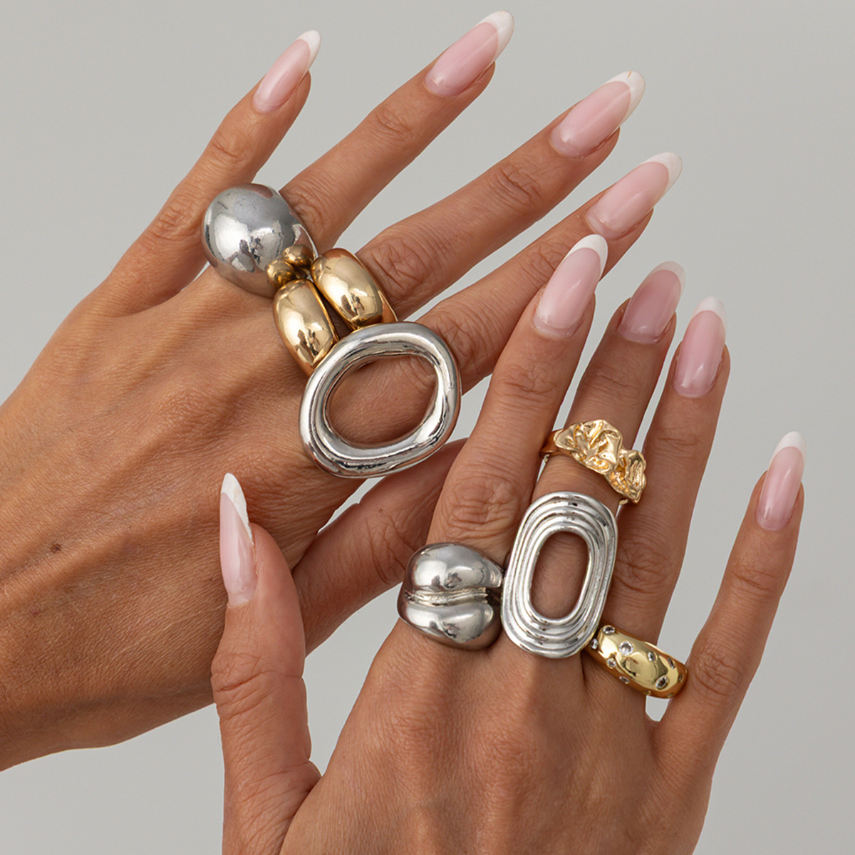 Vintage Punk Knuckle Rings Set - 8-delige set vintage punk gouden/zilveren holle