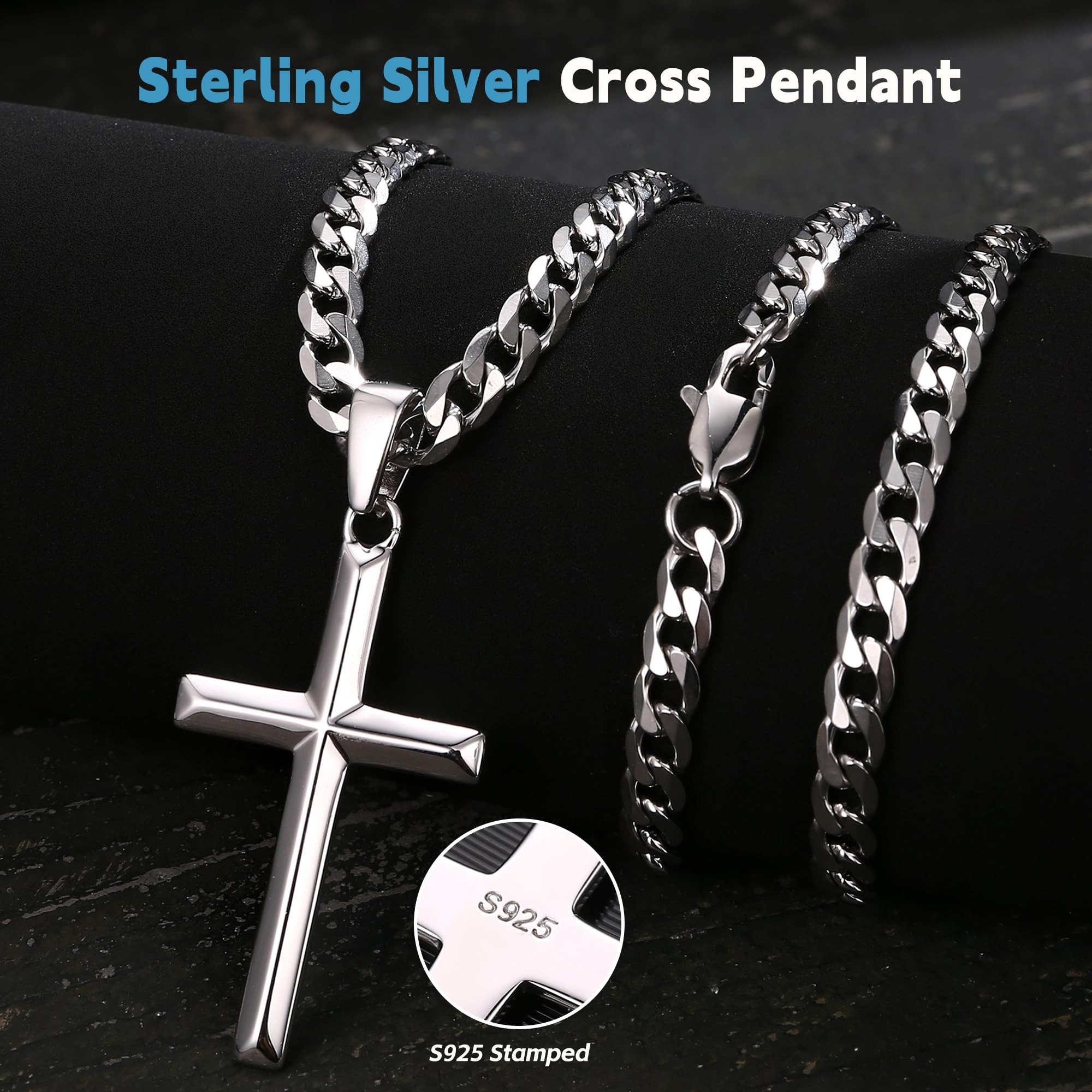 925 Sterling Silver Chain Necklace Men - Fansilver 925 sterling zilveren kruisketting voor
