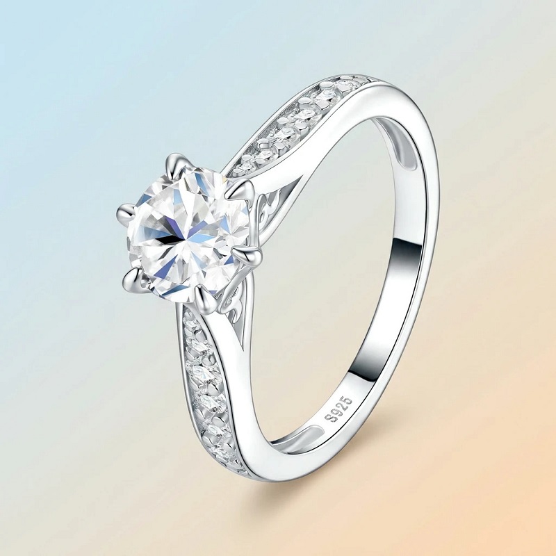 Moissanite Engagement Ring 1 Carat - Apaison Luxe D Kleur 1 Karaat