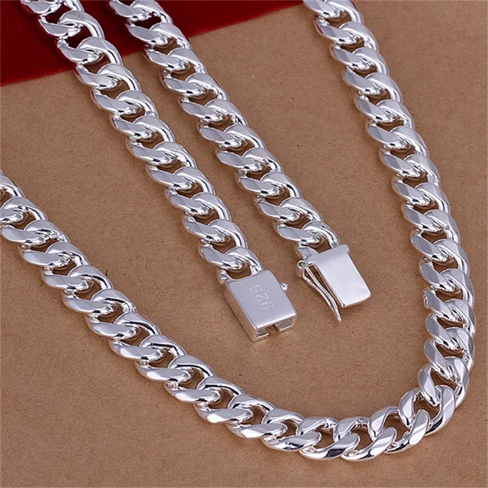 925 Sterling Silver Chain Necklace Men - 20-24Inch 925 Sterling Zilver Klassiek 10Mm