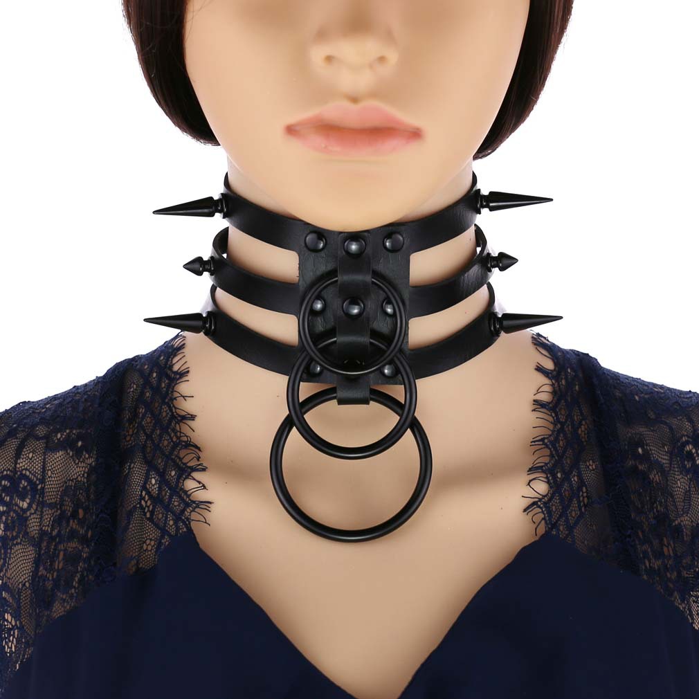 Goth Punk Spike Choker - Mode Vrouwen Mannen Zwart Klinknagel Lederen
