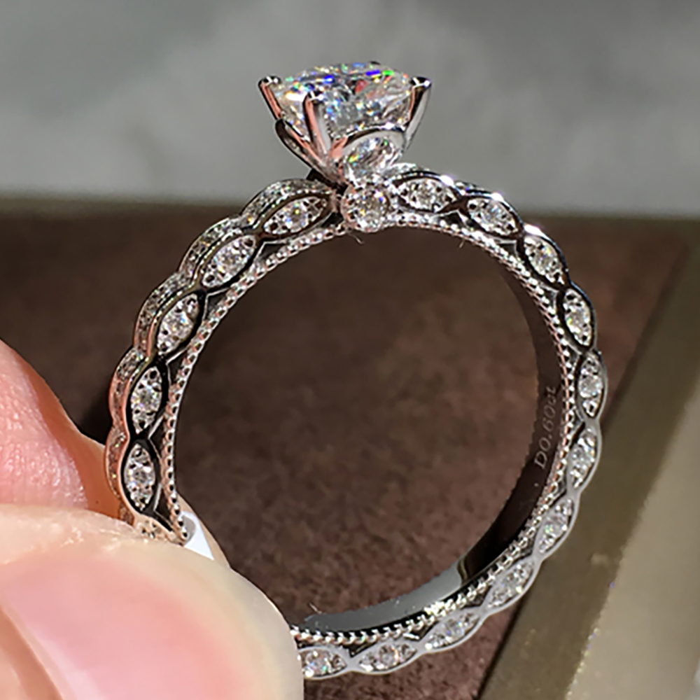 Moissanite Engagement Ring 1 Carat - Aangepaste massief 18K Au750 witgoud vrouwen