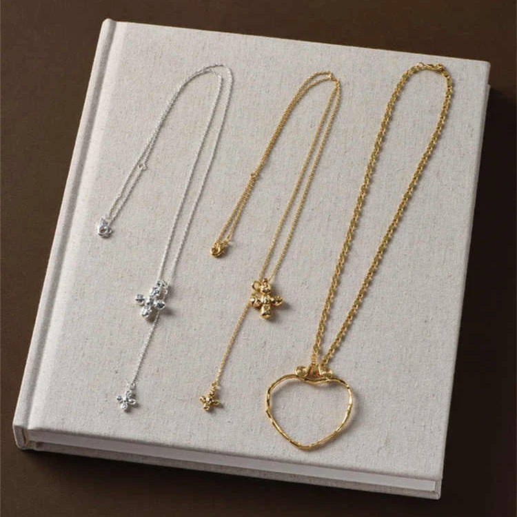 Cross Pendant Necklace Gold - Europa Amerika Groot Hart Dubbel Gelaagde