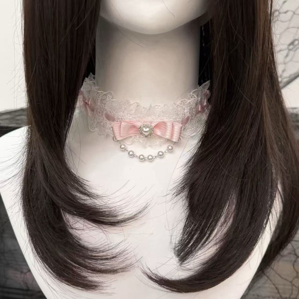 Pearl Choker Necklace Vintage - Kanten strik ruche mode choker ketting