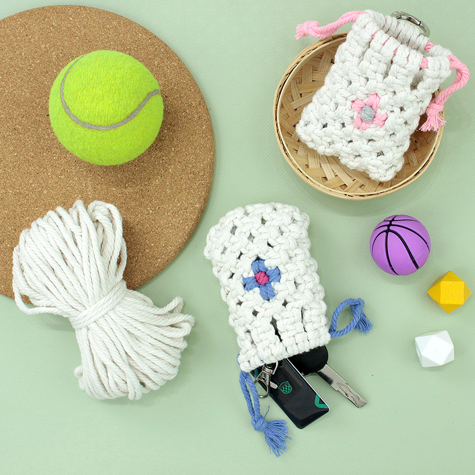 Rings - Boho Daisy Oortelefoon Opbergtas Macrame DIY