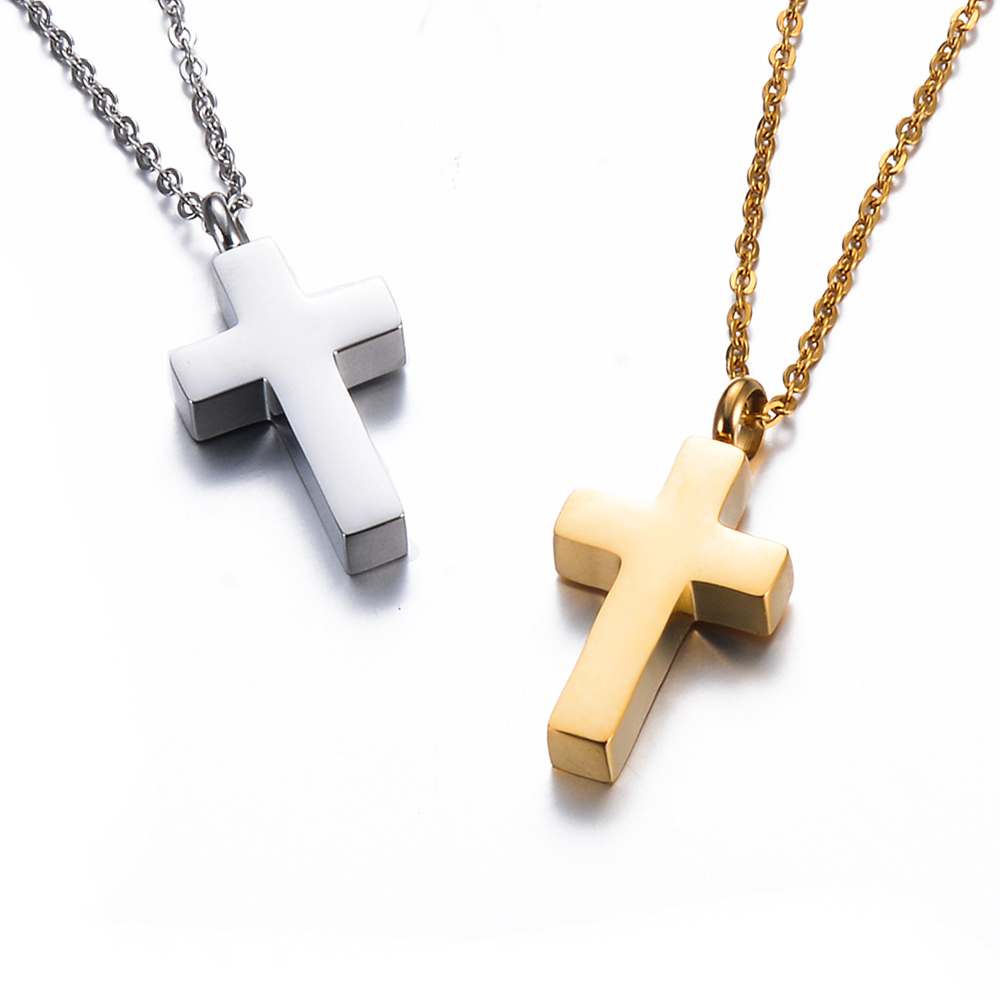 Cross Pendant Necklace Gold - Roestvrijstalen Crematie Kruis Aandenken Ketting Voor