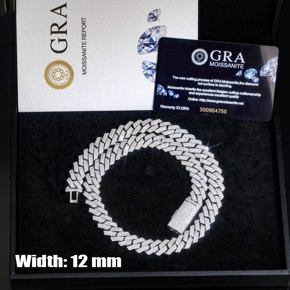 Cuban Link Chain 12Mm - 12mm 3-rijige Moissanite Iced Out Cuban