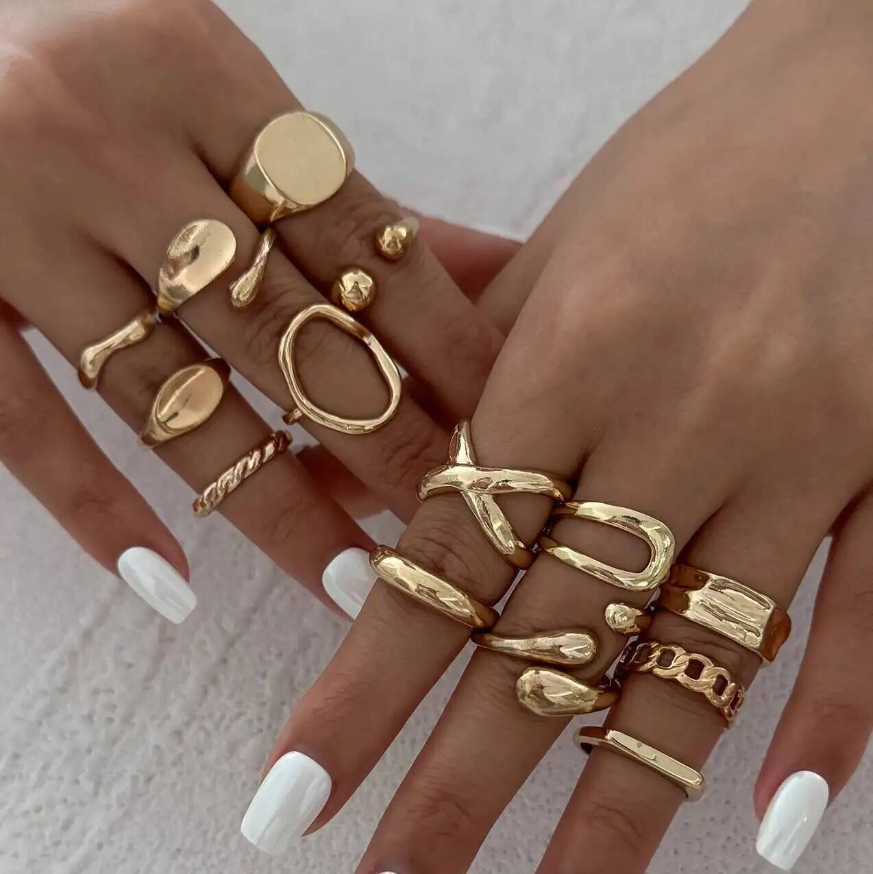 Vintage Punk Knuckle Rings Set - IngeSight.Z 14 stks/set Hip Hop Punk