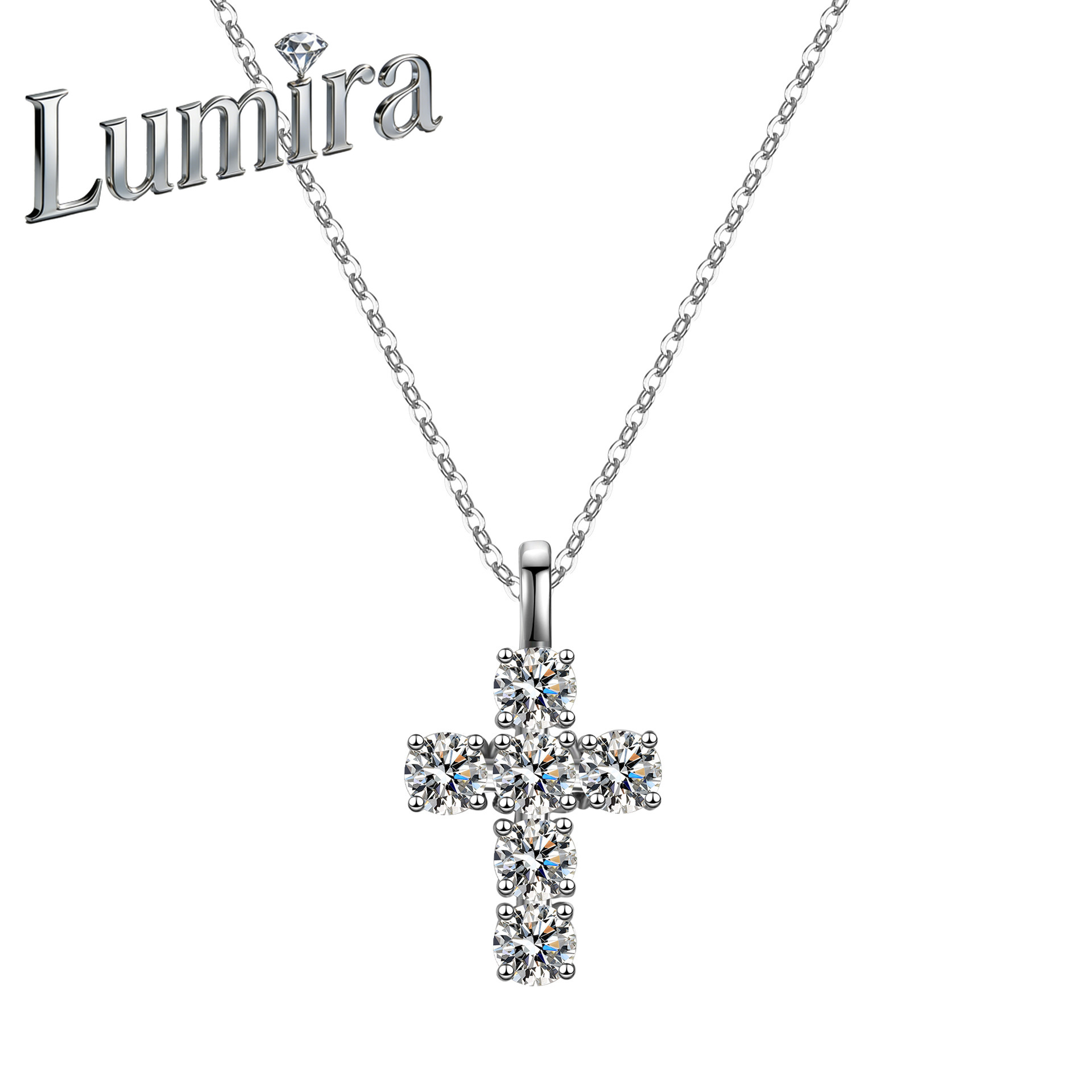 Cross Pendant Necklace Gold - Lumira Platinum PT950 3-karaats Moissanite ketting