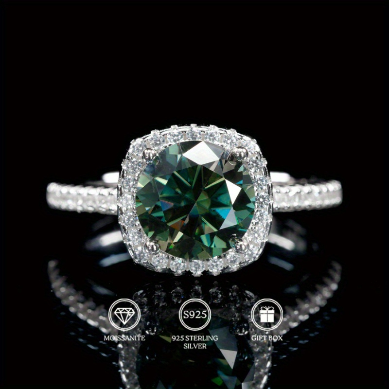 Moissanite Engagement Ring 1 Carat - 1PC 1/2/3 CARAT ronde geslepen groene