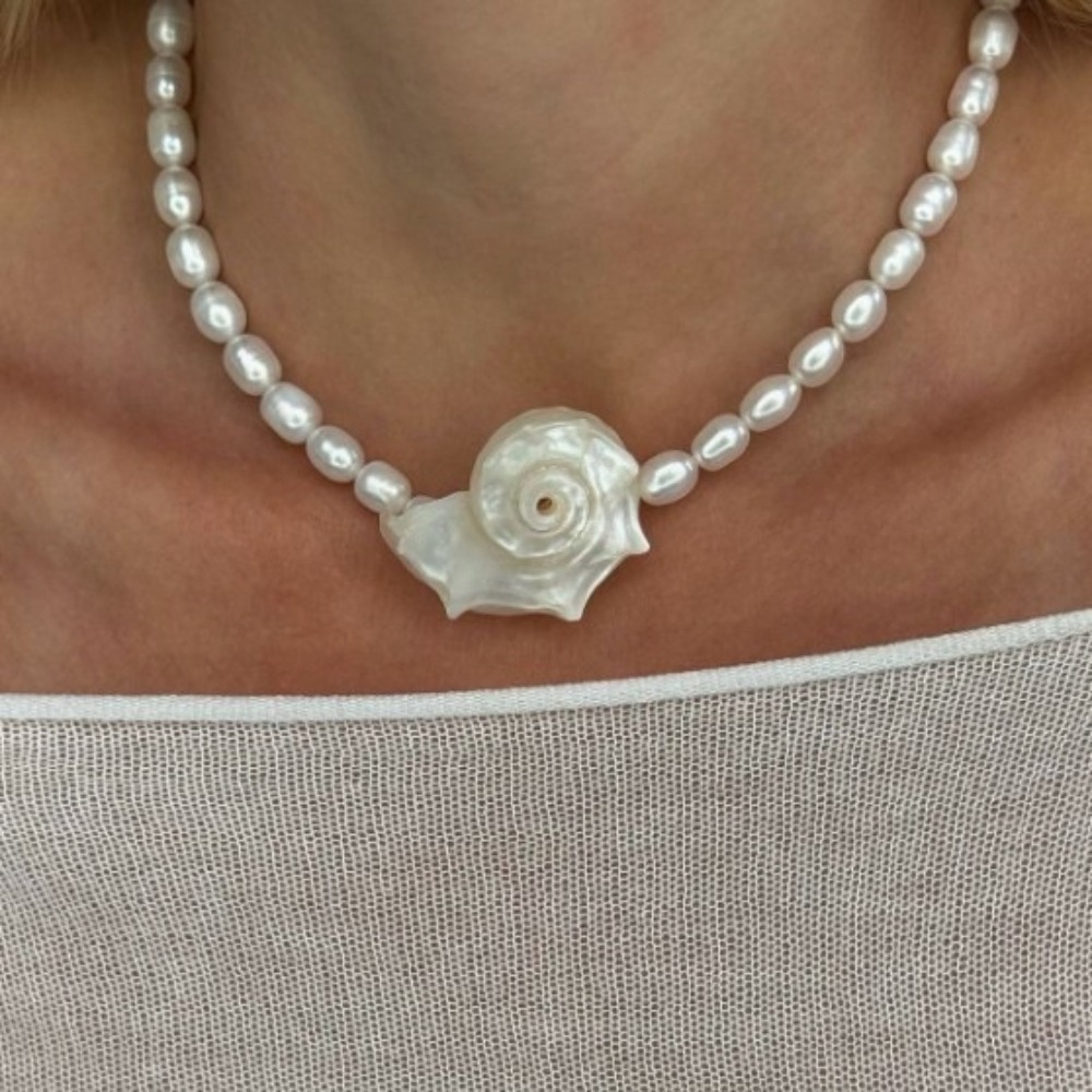 Pearl Choker Necklace Vintage - Vintage Boheemse natuurlijke schelp hanger ketting