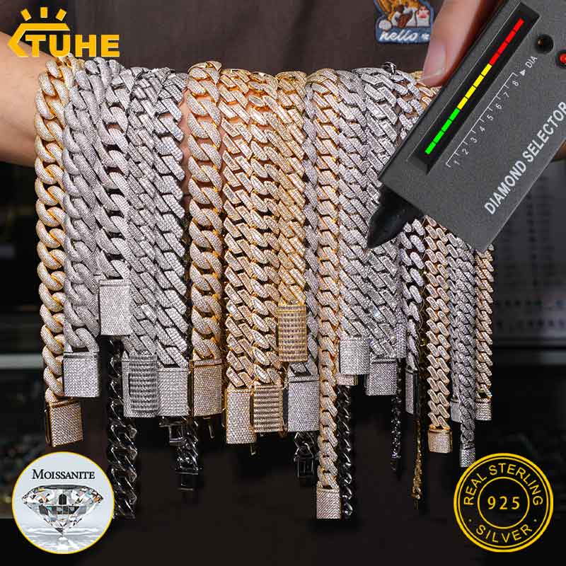 Cuban Link Chain 12Mm - TUHE Unisex D Kleur Moissanite Cubaanse