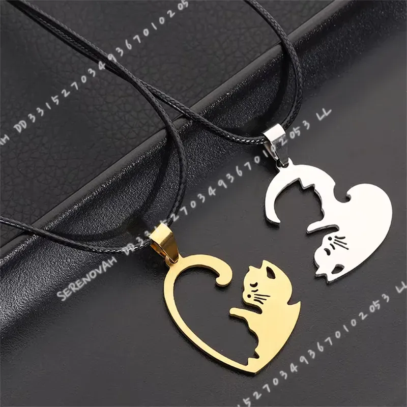 Magnetic Couple Matching Necklaces - 1 paar creatieve schattige roestvrijstalen cartoon