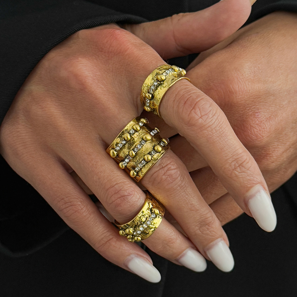 Vintage Punk Knuckle Rings Set - Ingemark 3 Stuks Vintage Inlay Strass
