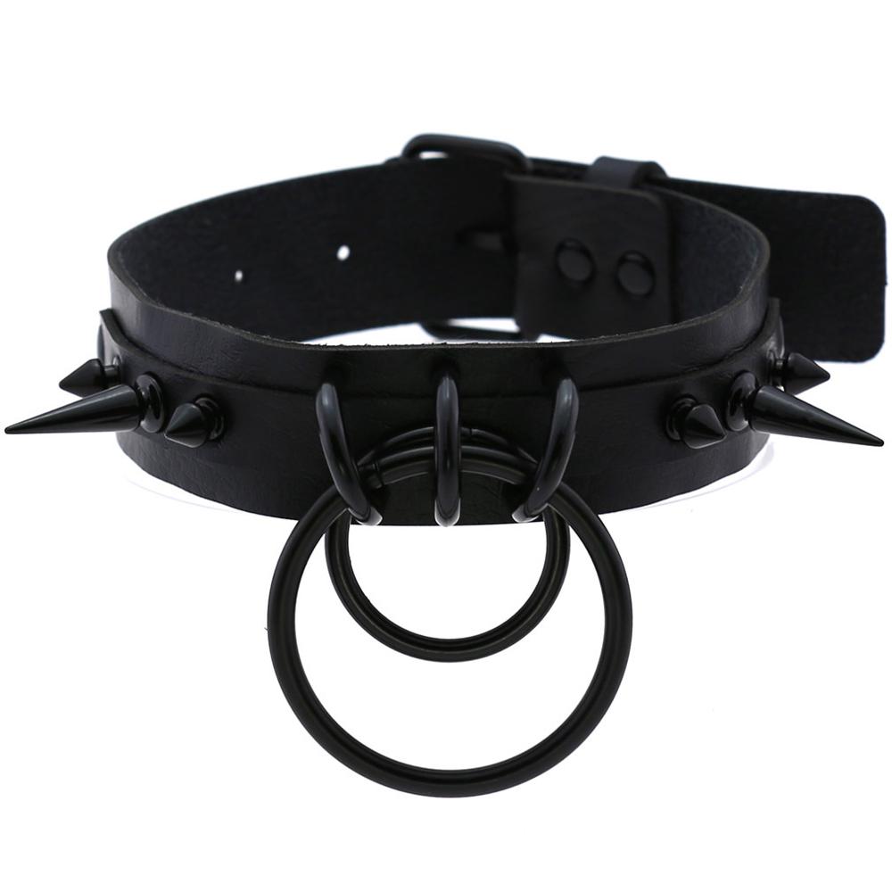 Goth Punk Spike Choker - Zwarte Spiked Choker Goth Leer Spike