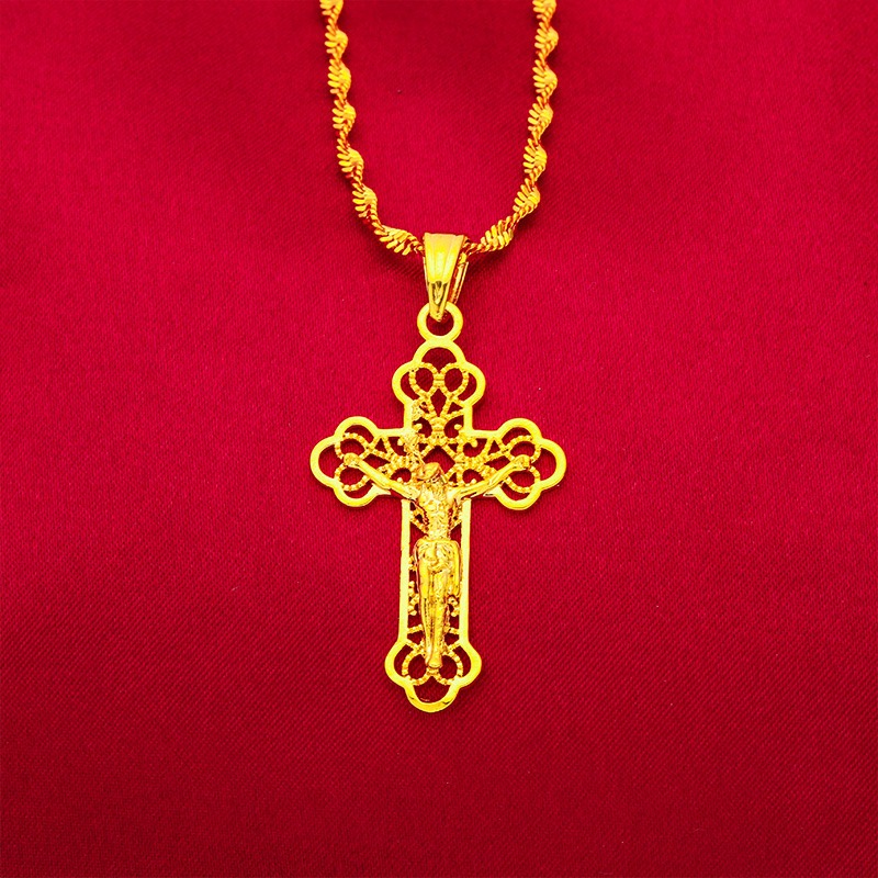 Cross Pendant Necklace Gold - 9999 24K echt gouden klassieke mannen-