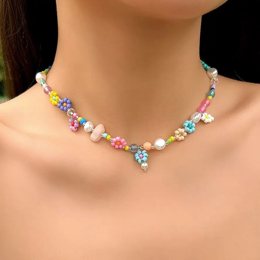Pearl Choker Necklace Vintage - Boho Eenvoudige Kralen Imitatie Parel Choker