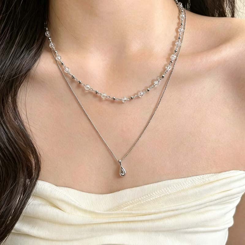 Layered Pendant Necklace Aesthetic - Nieuwe mode waterdruppel hanger dubbel gelaagde