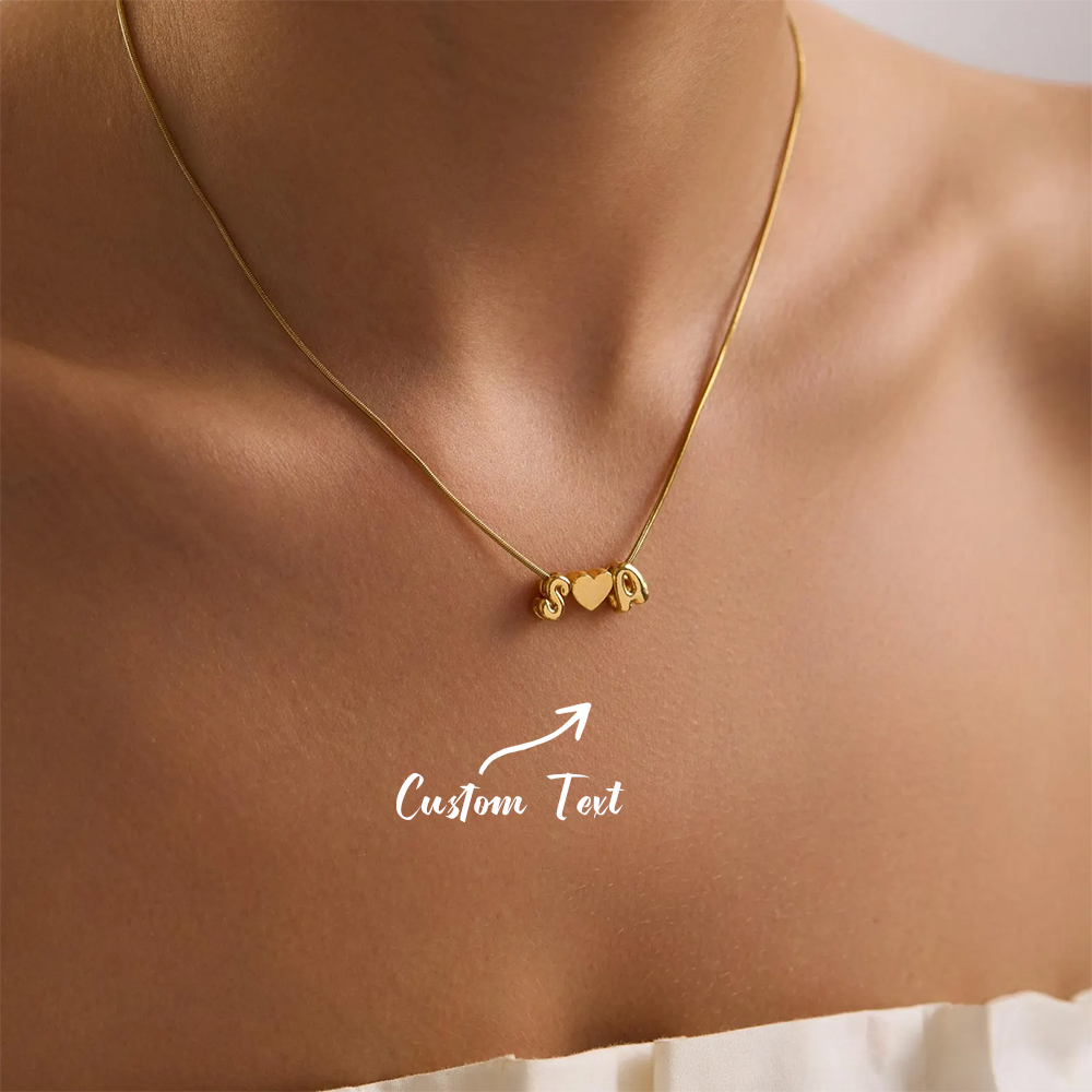 Custom Name Necklace Stainless Steel - Aangepaste twee initiële naam 3d Bubble