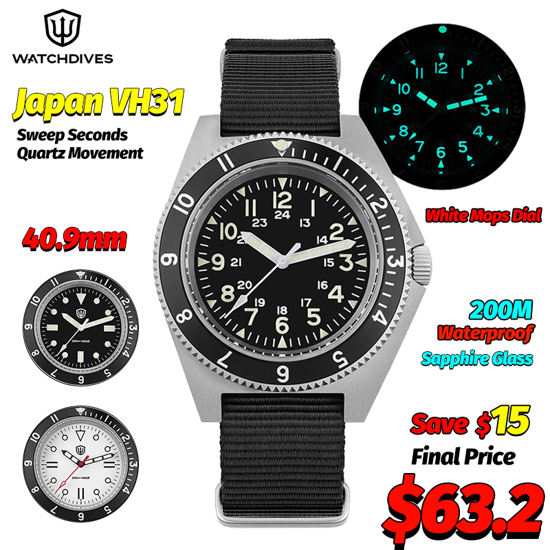 Watch Accessories - Watchdives WD1972 Quartz Horloge Saffier Lichtgevende