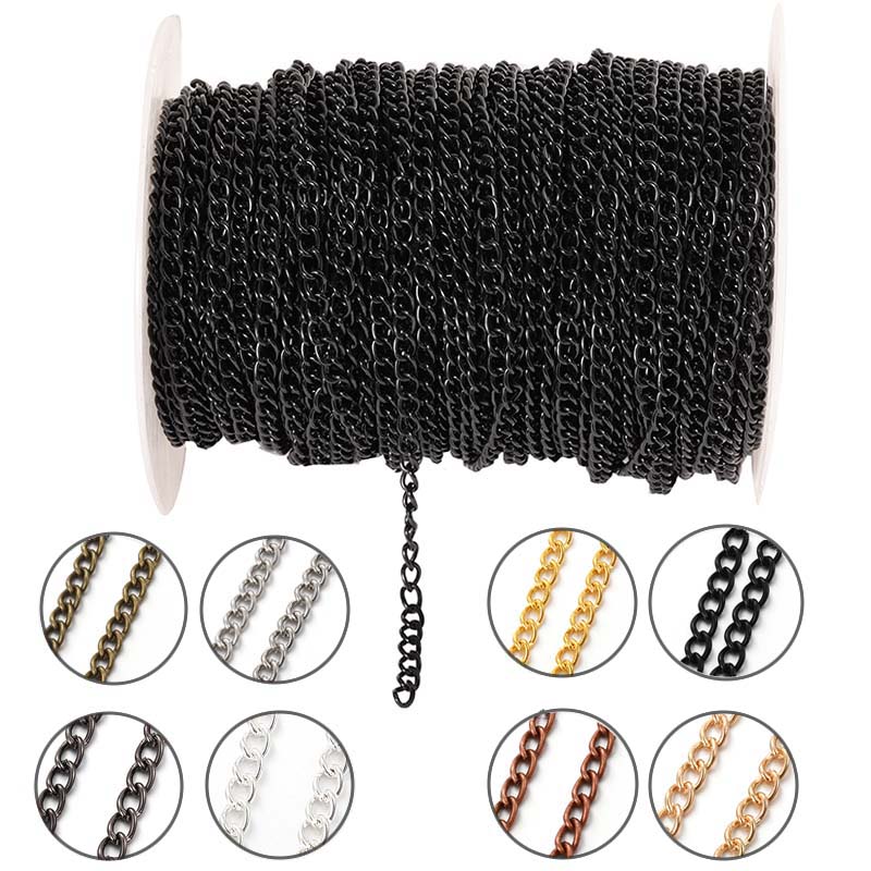Body Jewelry - 2Meter 2.5/3.5/4.5mm Metalen Platte Ovale Verlengketting