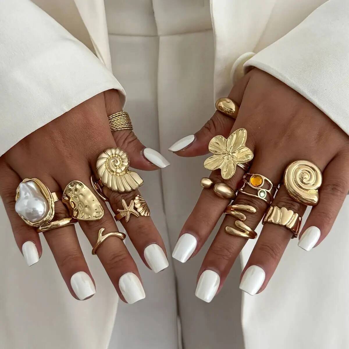 Vintage Punk Knuckle Rings Set - IngeSight.Z 14 stks/set Hip Hop Creatieve
