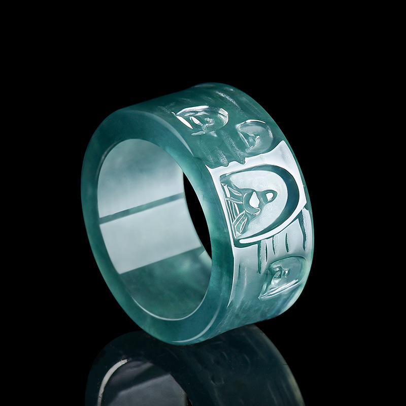 Rings - Natuurlijke Birmese Jadeïet Boeddha Ring Luxe