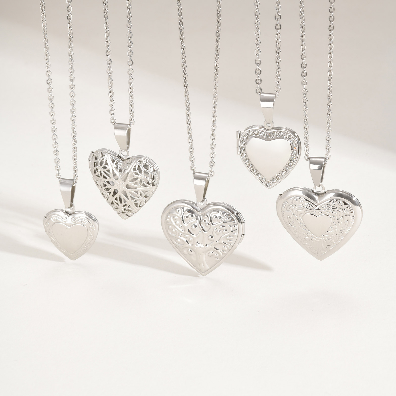 Heart Locket Necklace Photo - Vnox Nooit Vervagen Zilver Kleur Roestvrij