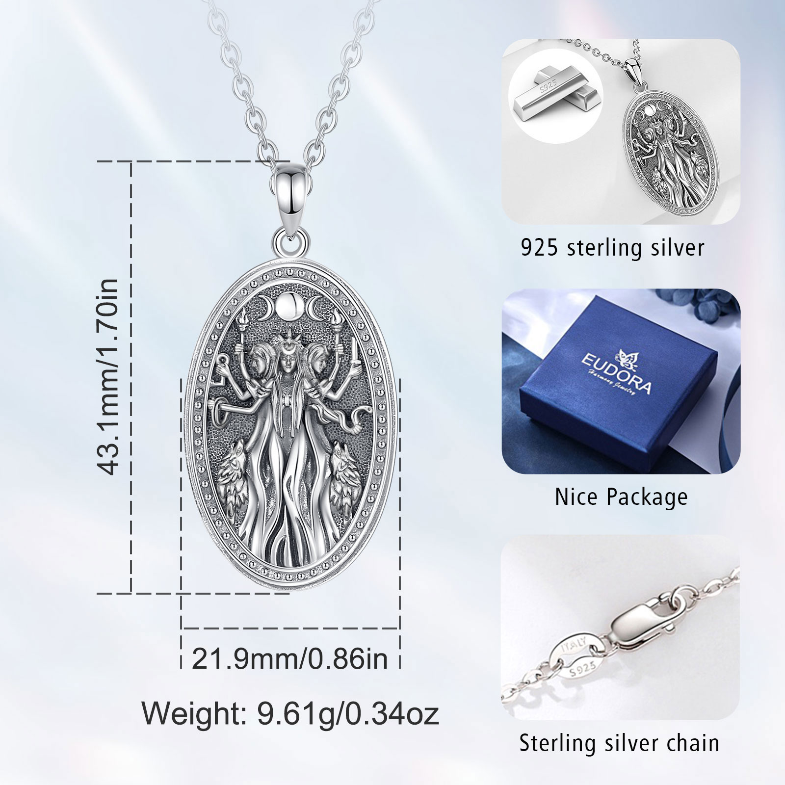 Eudora 925 Sterling Zilver Tri - 925 Sterling Silver Chain Necklace Men recensie en prijs