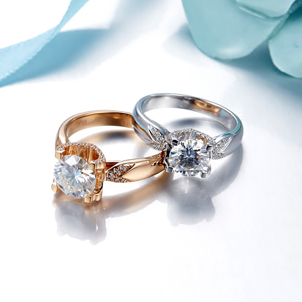Aangepaste Solid 18K Au750 Wit - Moissanite Engagement Ring 1 Carat recensie en prijs