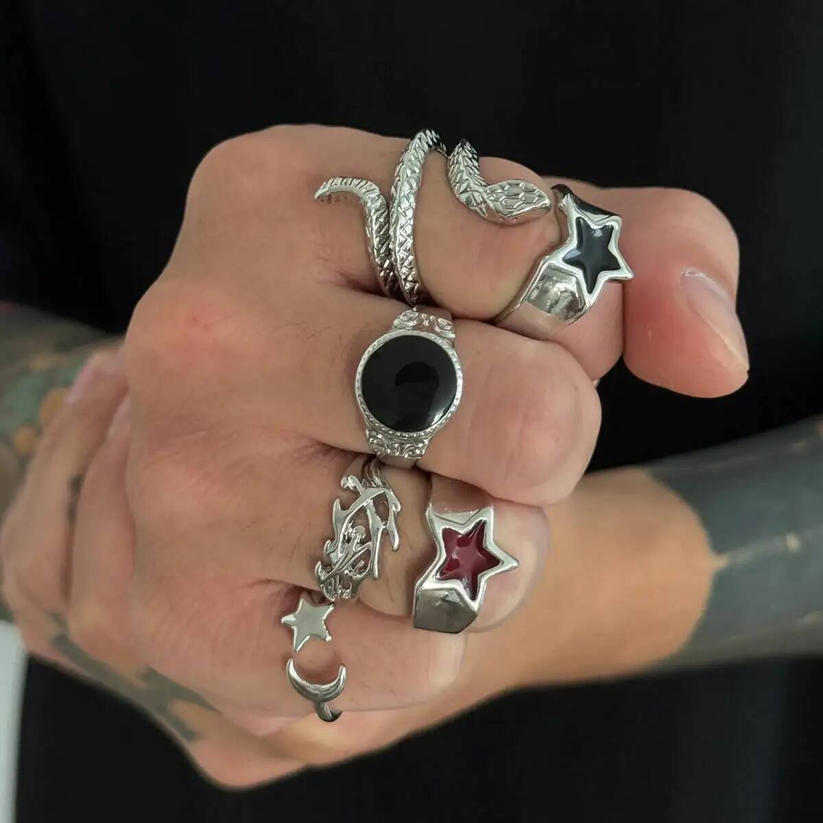 KunJoe 6 Stuks Nieuwe Goth Sna - Vintage Punk Knuckle Rings Set recensie en prijs