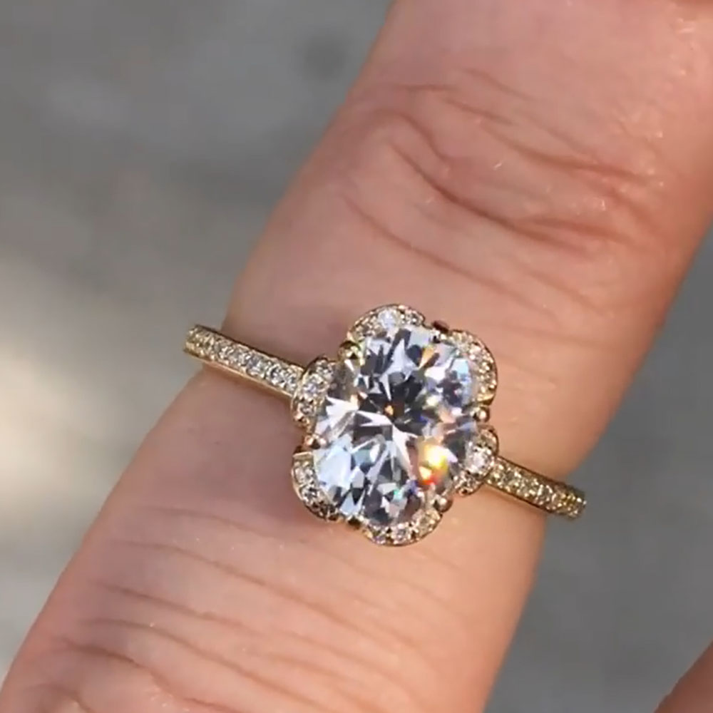 Aangepaste massief 14K geel go - Moissanite Engagement Ring 1 Carat recensie en prijs