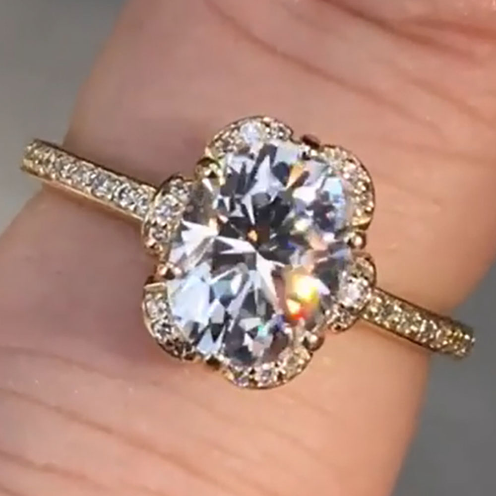 Aangepaste massief 14K geel go - Moissanite Engagement Ring 1 Carat recensie en prijs