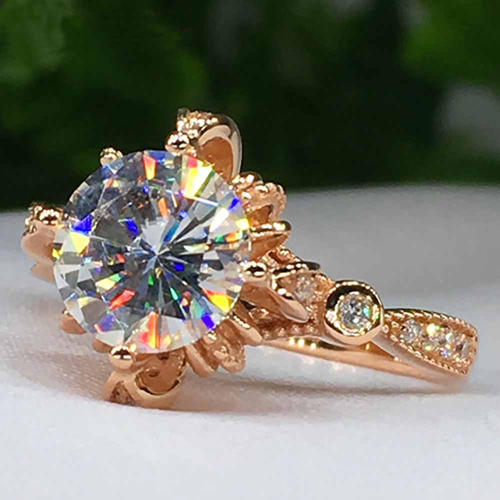 Op maat gemaakte 18K Au750 gee - Moissanite Engagement Ring 1 Carat recensie en prijs