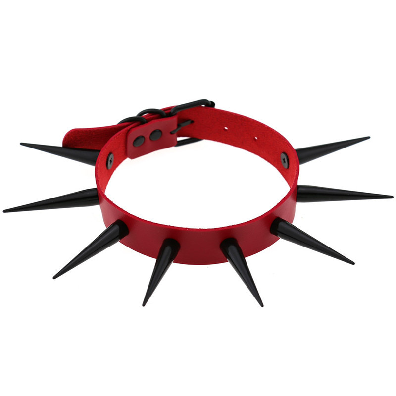 Rode Lange Spike Choker Punk K - Goth Punk Spike Choker recensie en prijs