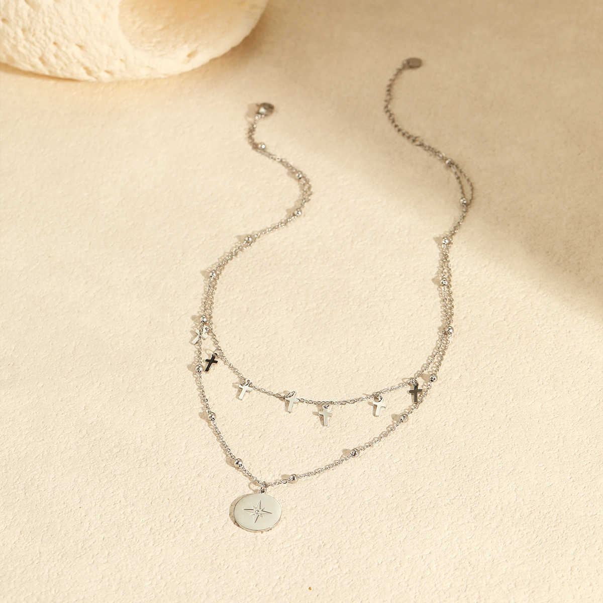 Vintage dubbele laag kruiskett - Layered Pendant Necklace Aesthetic recensie en prijs