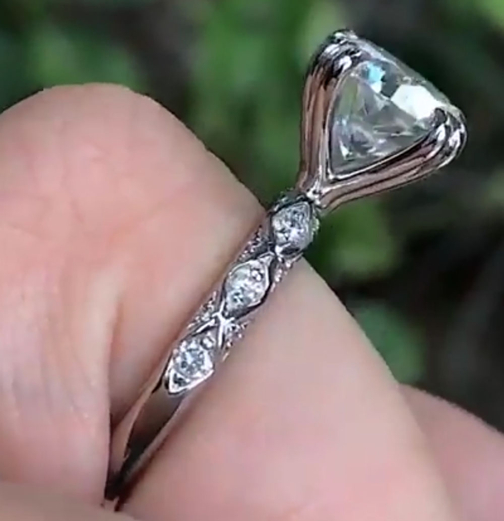 Op maat gemaakte echte platina - Moissanite Engagement Ring 1 Carat recensie en prijs