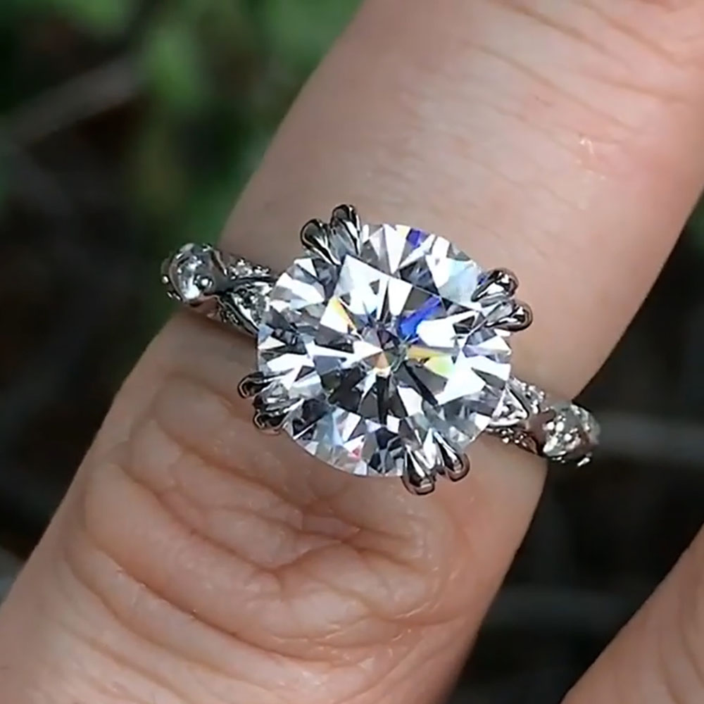 Op maat gemaakte echte platina - Moissanite Engagement Ring 1 Carat recensie en prijs