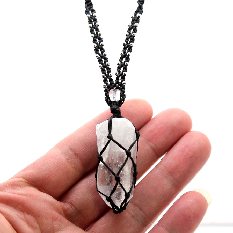 Crystal Quartz Macrame Gevloch - Crystal Pendant Necklace Natural Stone recensie en prijs