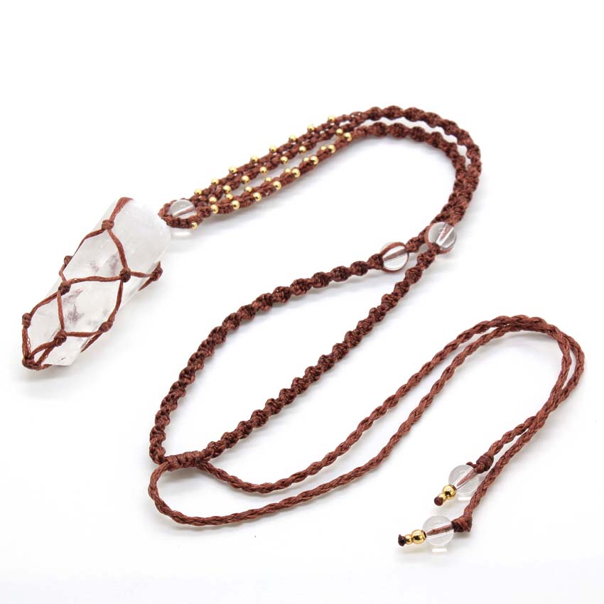 Crystal Quartz Macrame Gevloch - Crystal Pendant Necklace Natural Stone recensie en prijs