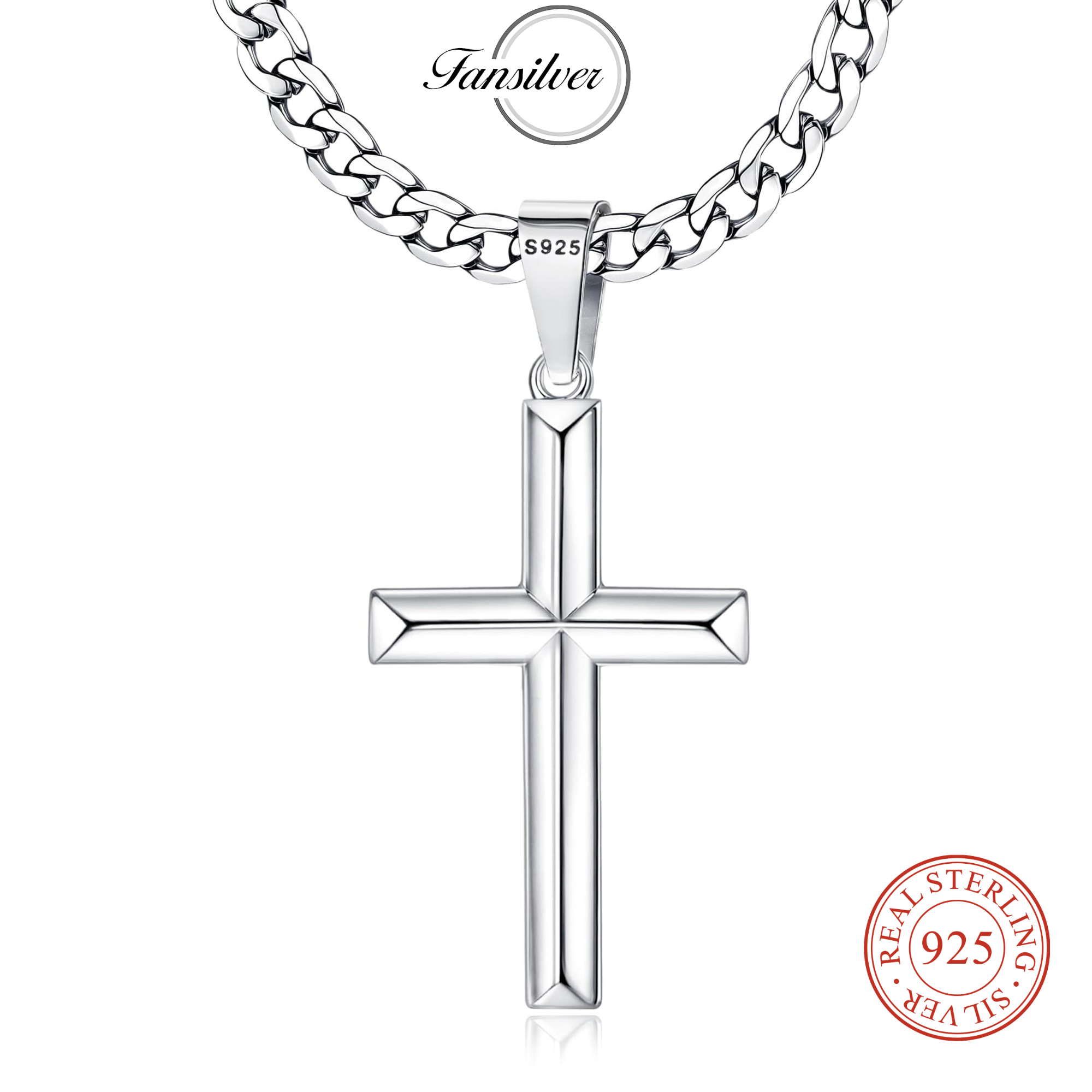 Fansilver 925 sterling zilvere - 925 Sterling Silver Chain Necklace Men recensie en prijs